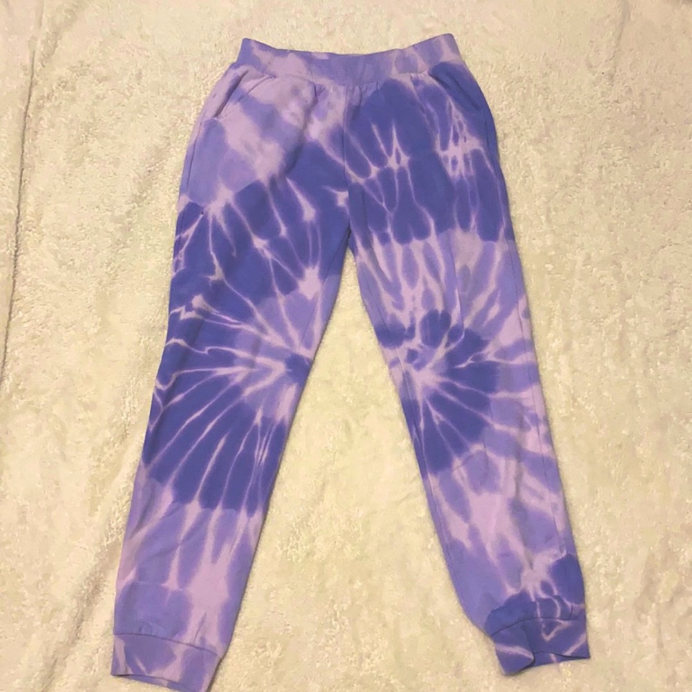 Purple tie-dye sweatpants